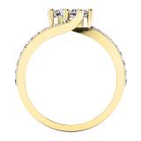 0.75 Carat (ctw) 18K Yellow Gold Round White Diamond Ladies Two Stone Bypass Style Bridal Engagement Ring 3/4 CT