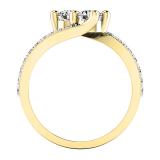 1.50 Carat (ctw) 10K Yellow Gold Round White Cubic Zirconia CZ Ladies Two Stone Bypass Style Bridal Engagement Ring 1 1/2 CT