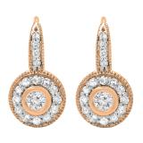 0.40 Carat (ctw) 10K Rose Gold Round Cut Diamond Ladies Cluster Halo Style Drop Earrings