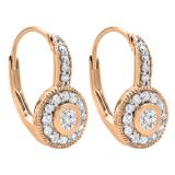 0.40 Carat (ctw) 10K Rose Gold Round Cut Diamond Ladies Cluster Halo Style Drop Earrings