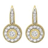 0.40 Carat (ctw) 10K Yellow Gold Round Cut Diamond Ladies Cluster Halo Style Drop Earrings