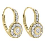 0.40 Carat (ctw) 10K Yellow Gold Round Cut Diamond Ladies Cluster Halo Style Drop Earrings