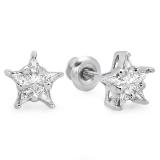 0.32 Carat (ctw) 14K White Gold Kite Noble Cut Diamond Ladies Star Shaped Cluster Earrings 1/3 CT