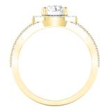 1.65 Carat (ctw) 10K Yellow Gold Round Cut White Diamond Ladies Swirl Bridal Split Shank Halo Engagement Ring With Matching Band Set
