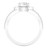 1.65 Carat (ctw) 18K White Gold Round Cut White Diamond Ladies Swirl Bridal Split Shank Halo Engagement Ring With Matching Band Set