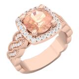 2.35 Carat (ctw) 10K Rose Gold Round Morganite & White Diamond Ladies Swirl Bridal Halo Style Engagement Ring