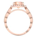 2.35 Carat (ctw) 10K Rose Gold Round Morganite & White Diamond Ladies Swirl Bridal Halo Style Engagement Ring