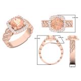 2.35 Carat (ctw) 10K Rose Gold Round Morganite & White Diamond Ladies Swirl Bridal Halo Style Engagement Ring