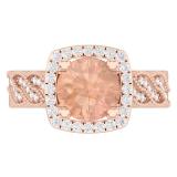 2.35 Carat (ctw) 14K Rose Gold Round Morganite & White Diamond Ladies Swirl Bridal Halo Style Engagement Ring