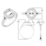 0.50 Carat (ctw) 10K White Gold Round White Diamond Ladies Swirl Engagement Semi-Mount Ring 1/2 CT (No Center Stone)