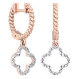 0.15 Carat (ctw) 10K Rose Gold Round Diamond Ladies Fashion Dangling Drop Earrings