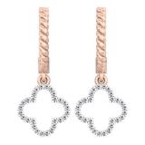 0.15 Carat (ctw) 10K Rose Gold Round Diamond Ladies Fashion Dangling Drop Earrings