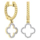0.15 Carat (ctw) 10K Yellow Gold Round Diamond Ladies Fashion Dangling Drop Earrings