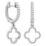 0.15 Carat (ctw) 18K White Gold Round Diamond Ladies Fashion Dangling Drop Earrings