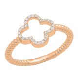 0.10 Carat (ctw) 10K Rose Gold Round White Diamond Ladies Engagement Fashion Ring 1/10 CT