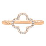 0.10 Carat (ctw) 10K Rose Gold Round White Diamond Ladies Engagement Fashion Ring 1/10 CT