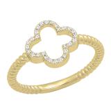 0.10 Carat (ctw) 10K Yellow Gold Round White Diamond Ladies Engagement Fashion Ring 1/10 CT