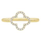 0.10 Carat (ctw) 10K Yellow Gold Round White Diamond Ladies Engagement Fashion Ring 1/10 CT