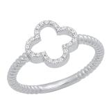 0.10 Carat (ctw) 14K White Gold Round White Diamond Ladies Engagement Fashion Ring 1/10 CT