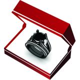 4.95 Carat (ctw) Black Rhodium Plated Sterling Silver Round White Sapphire Black & White Diamond Ladies Split Shank Bridal Engagement Ring Matching Band Set