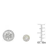 1.17 Carat (ctw) 14K Yellow Gold Round White Diamond Ladies Halo Style Stud Earrings