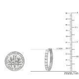 0.22 Carat (ctw) 10K White Gold Real Round Cut White Diamond Ladies Huggies Hoop Earrings 1/4 CT