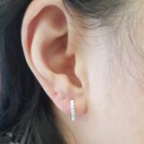 0.22 Carat (ctw) 10K White Gold Real Round Cut White Diamond Ladies Huggies Hoop Earrings 1/4 CT