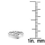 0.50 Carat (ctw) 10K White Gold Round White Diamond Ladies Two Stone Bypass Style Bridal Engagement Ring 1/2 CT