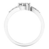 0.50 Carat (ctw) 10K White Gold Round White Diamond Ladies Two Stone Bypass Style Bridal Engagement Ring 1/2 CT