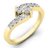 0.50 Carat (ctw) 18K Yellow Gold Round White Diamond Ladies Two Stone Bypass Style Bridal Engagement Ring 1/2 CT