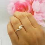 0.50 Carat (ctw) 18K Yellow Gold Round White Diamond Ladies Two Stone Bypass Style Bridal Engagement Ring 1/2 CT