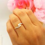 0.50 Carat (ctw) 18K Yellow Gold Round White Diamond Ladies Two Stone Bypass Style Bridal Engagement Ring 1/2 CT