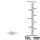 0.25 Carat (ctw) 10K White Gold Round White Diamond Ladies Two Stone Bypass Style Bridal Engagement Ring 1/4 CT