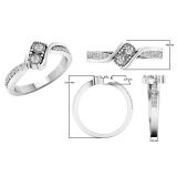0.25 Carat (ctw) 10K White Gold Round White Diamond Ladies Two Stone Bypass Style Bridal Engagement Ring 1/4 CT
