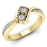 0.25 Carat (ctw) 14K Yellow Gold Round White Diamond Ladies Two Stone Bypass Style Bridal Engagement Ring 1/4 CT