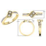0.25 Carat (ctw) 14K Yellow Gold Round White Diamond Ladies Two Stone Bypass Style Bridal Engagement Ring 1/4 CT