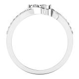 0.25 Carat (ctw) 10K White Gold Round White Diamond Ladies Two Stone Bypass Style Bridal Engagement Ring 1/4 CT