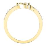0.25 Carat (ctw) 14K Yellow Gold Round White Diamond Ladies Two Stone Bypass Style Bridal Engagement Ring 1/4 CT