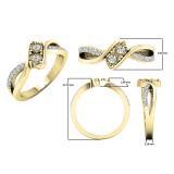 0.25 Carat (ctw) 10K Yellow Gold Round White Diamond Ladies Two Stone Split Shank Bypass Style Bridal Engagement Ring 1/4 CT