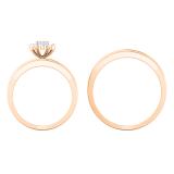 1.35 Carat (ctw) 10K Rose Gold Round White Diamond Men & Women's Cluster Engagement Ring Trio Bridal Set