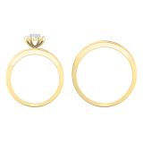 1.35 Carat (ctw) 10K Yellow Gold Round White Diamond Men & Women's Cluster Engagement Ring Trio Bridal Set