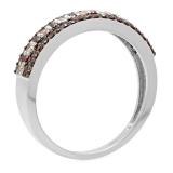 0.60 Carat (ctw) 10K White Gold Round Champagne & White Diamond Ladies Anniversary Wedding Band Stackable Ring