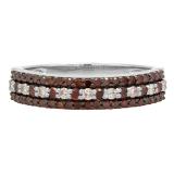 0.60 Carat (ctw) 10K White Gold Round Champagne & White Diamond Ladies Anniversary Wedding Band Stackable Ring