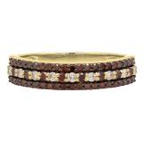 0.60 Carat (ctw) 14K Yellow Gold Round Champagne & White Diamond Ladies Anniversary Wedding Band Stackable Ring