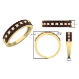 0.60 Carat (ctw) 14K Yellow Gold Round Champagne & White Diamond Ladies Anniversary Wedding Band Stackable Ring
