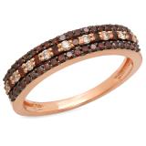 0.60 Carat (ctw) 18K Rose Gold Round Champagne & White Diamond Ladies Anniversary Wedding Band Stackable Ring