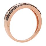 0.60 Carat (ctw) 18K Rose Gold Round Champagne & White Diamond Ladies Anniversary Wedding Band Stackable Ring
