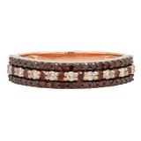 0.60 Carat (ctw) 18K Rose Gold Round Champagne & White Diamond Ladies Anniversary Wedding Band Stackable Ring
