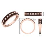 0.60 Carat (ctw) 18K Rose Gold Round Champagne & White Diamond Ladies Anniversary Wedding Band Stackable Ring