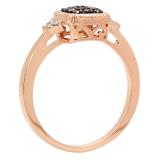 0.20 Carat (ctw) 10K Rose Gold Round Champagne & White Diamond Ladies Cluster Bridal Engagement Ring 1/5 CT